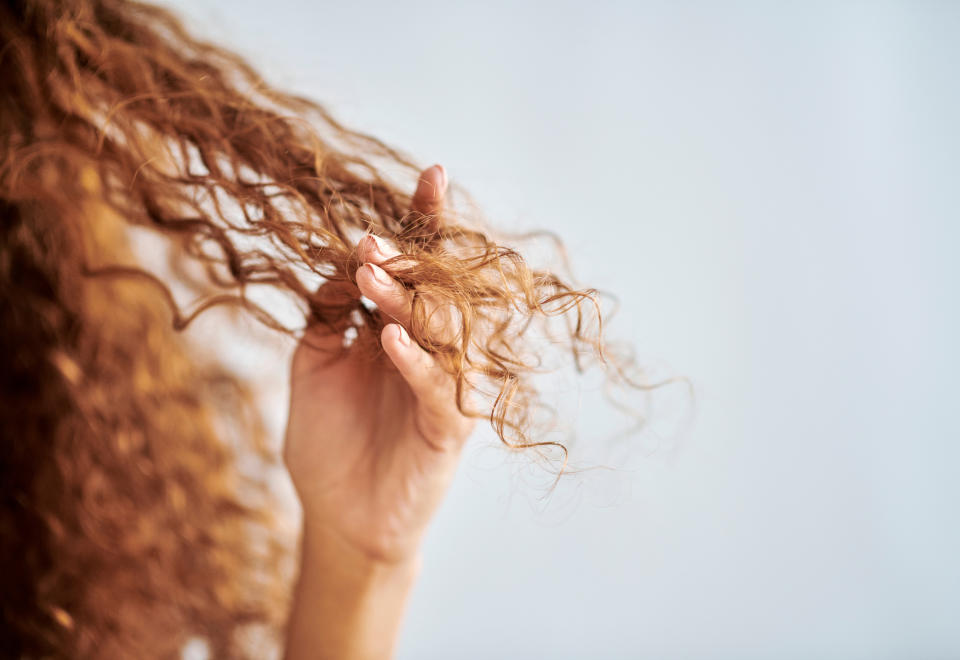 close up of curly hair