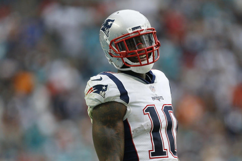 Even though he’s suspended, Patriots wide receiver Josh Gordon will still receive a Super Bowl ring after their win against the Rams on Sunday. (Michael Reaves/Getty Images)