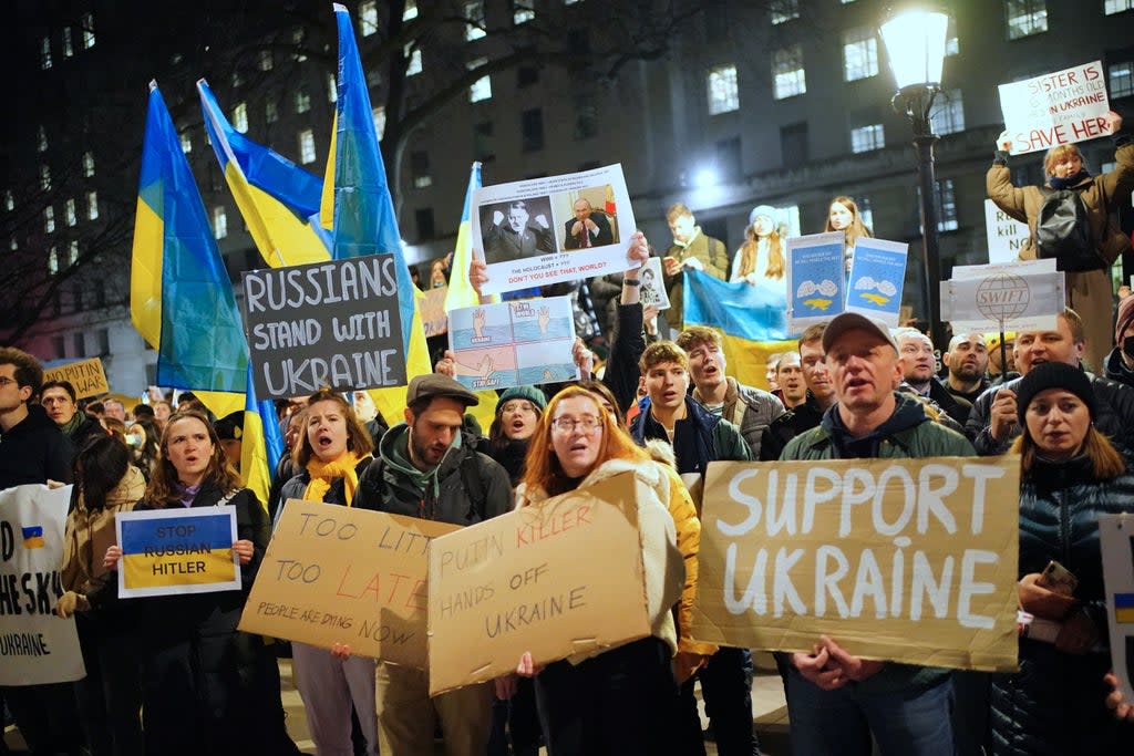 Demonstrators on Whitehall (Dominic Lipinski/PA) (PA Wire)