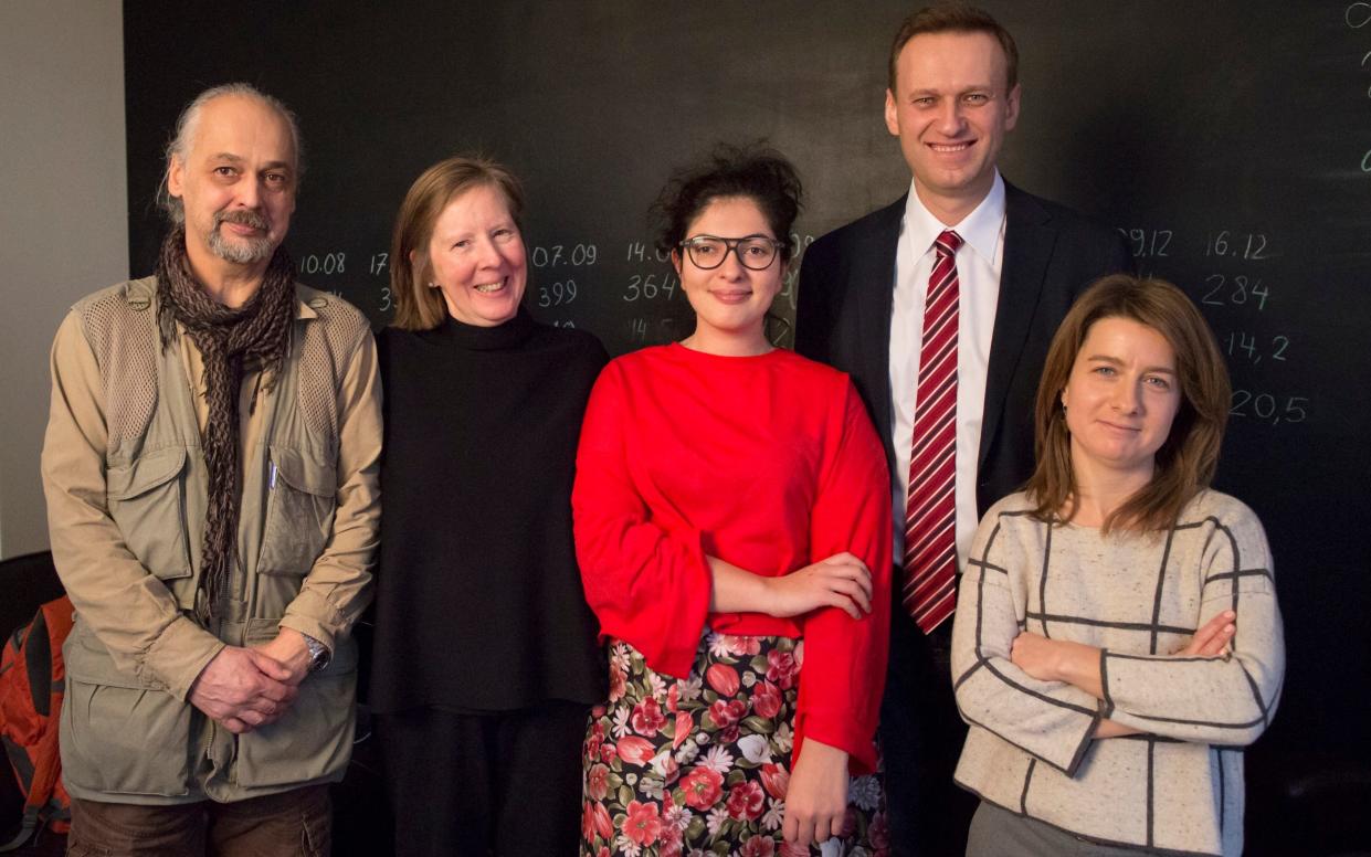 Alexei Navalny, second right, with Nataliya Vasiliyeva, far right