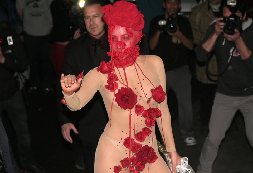 Recording artist Lady Gaga arrives at the Roseland Ballroom for the first night of her series of concerts at the venue on Friday, March 28, 2014, in New York. (Photo by Andy Kropa/Invision/AP)