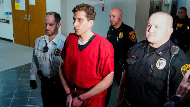 PHOTO: Bryan Kohberger, who is accused of killing four University of Idaho students, is escorted to an extradition hearing at the Monroe County Courthouse in Stroudsburg, Pa., Tuesday, Jan. 3, 2023. (Matt Rourke/AP, Pool)