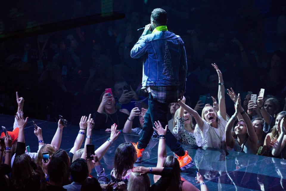 Justin Timberlake performs in concert as part of his Man of the Woods tour at Nationwide Arena in Columbus on May 7, 2018.