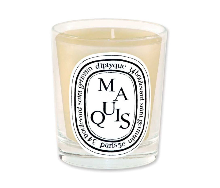 <p> It is impossible to discuss luxury candles without acknowledging one of the most renowned brands in the home fragrance world: the Parisian house, Diptyque. Established in 1963, Diptyque has achieved iconic status through its exquisite fragrances and distinctive typography, serving as the gateway for many into the world of luxury candles. While boasting a diverse array of scents, Maquis stands out as a classic, personal favorite and an exclusive offering found only in their boutique stores and website. Crafted from clean-burning paraffin wax, the Maquis artfully blends rockrose shrubs, amber, and resin, evoking a sensory journey to a cliff adorned with wild bushes overlooking the Mediterranean Sea. </p>