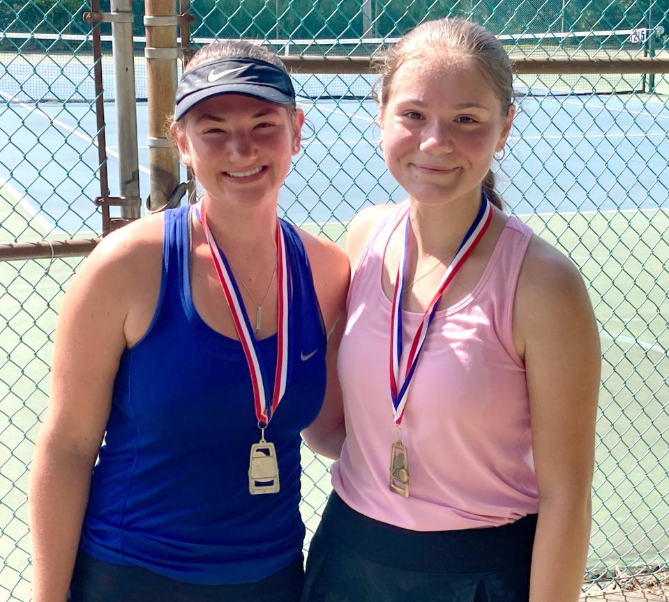 Lauren Richmond, left, and Enisa Siljkovic pose after Sunday's women's singles final for the City Rec Tennis Tournament. Richmond, a Mercyhurst Prep graduate and College of Wooster (Ohio) recruit, rallied for a 1-6, 6-3, 6-2 victory. Siljkovic is a returning Erie High player.