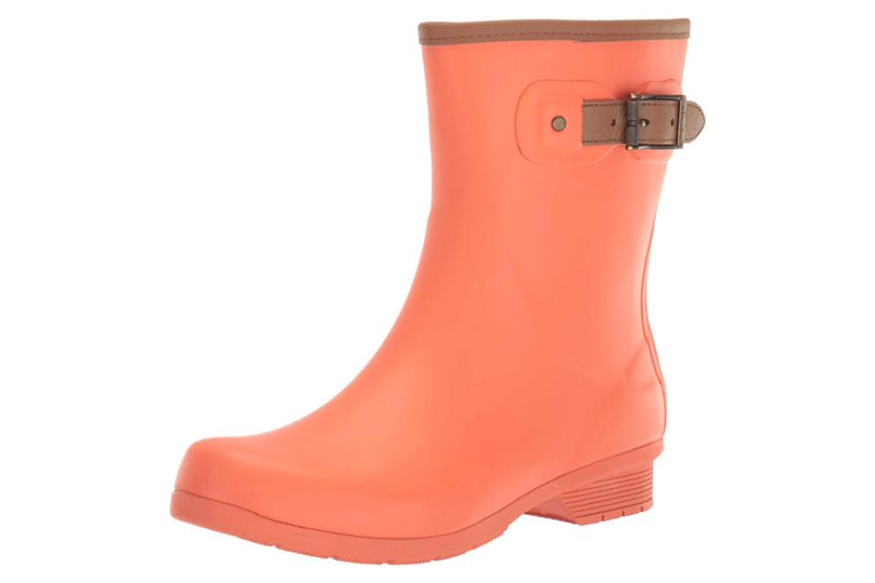 orange boots, red boots, rain boots