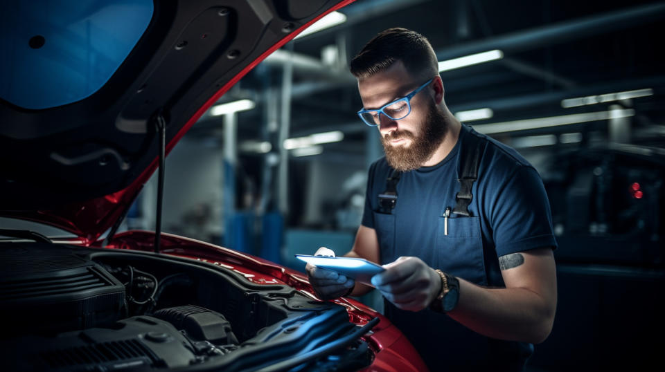 A technician working on an EV charging device, emphasizing the company's expertise in EV charging technologies.