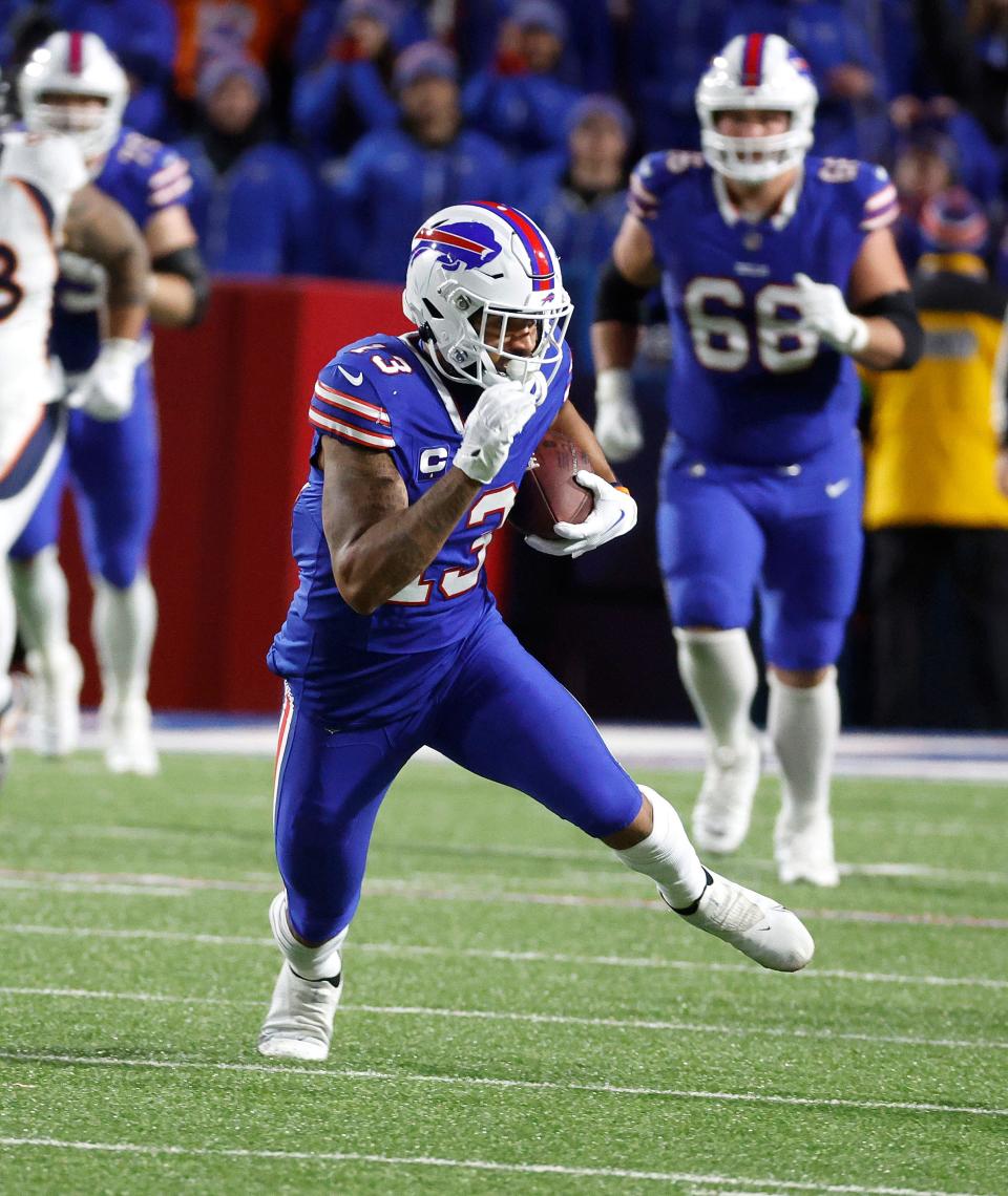 The Bills will play the Steelers without injured receiver Gabe Davis.