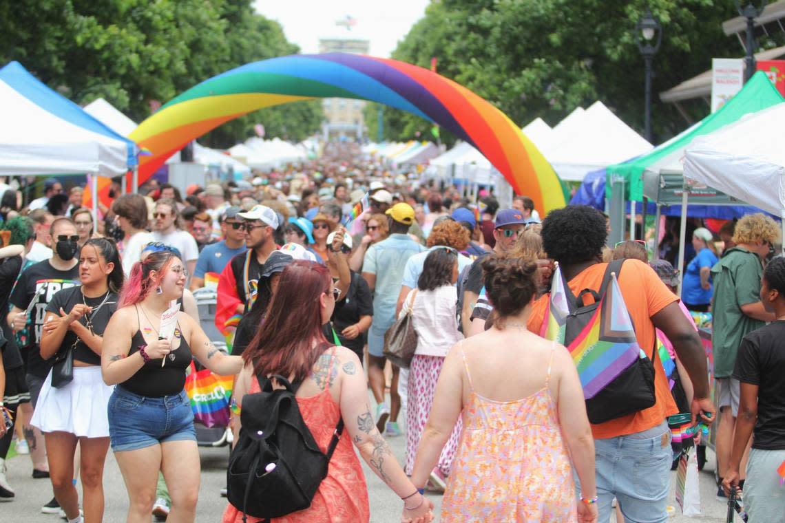 Thousands crowded downtown Raleigh Saturday for Out Raleigh Pride, the Triangle’s largest pride event.