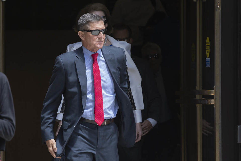 Former national security adviser Michael Flynn, leaves the federal courthouse in Washington, Monday, June 24, 2019. (AP Photo/Manuel Balce Ceneta)