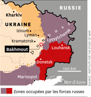 Carte de la région de Bakhmout. Courrier international