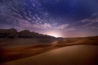 <p>A vast sea of sand dunes covers much of southern Dubai, and eventually leads into the desert known as The Empty Quarter. (Photo: Anushka Eranga/Caters News) </p>