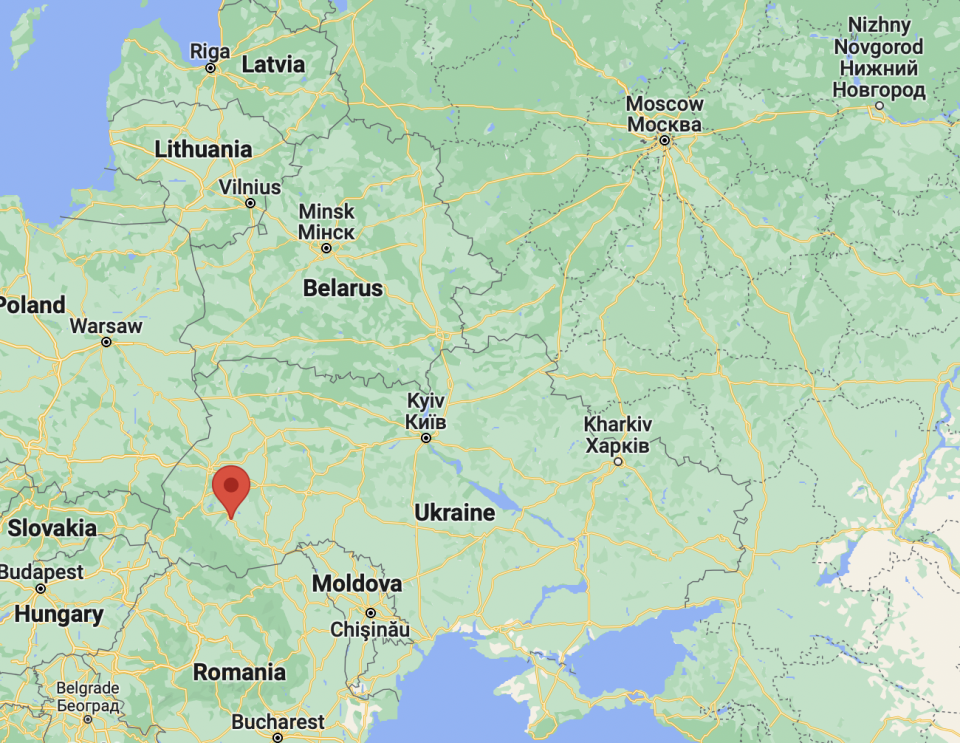 Red pin marks the location of the Ivano-Frankivsk region (Google Maps)