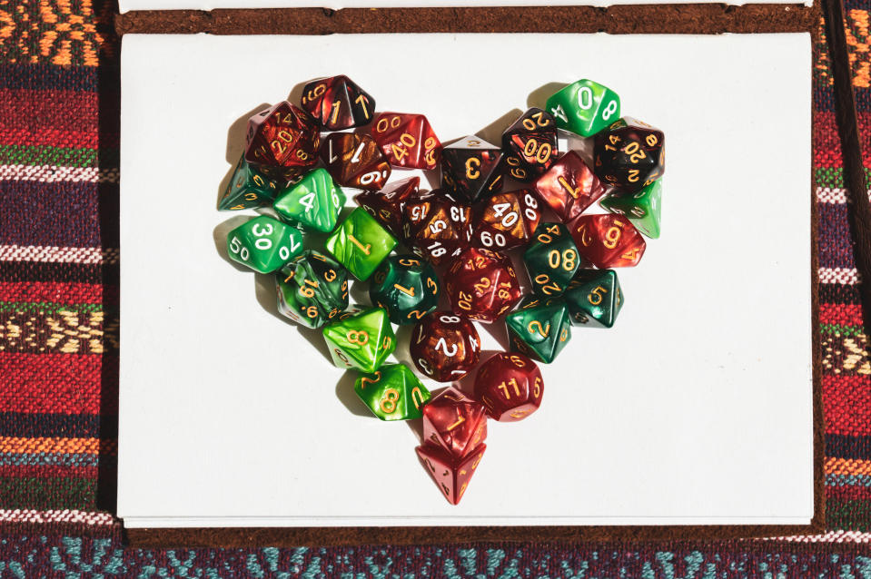 "Dungeons and Dragons" Dice Shaped in a Heart