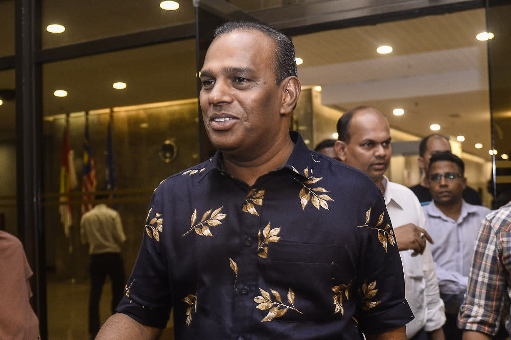 MIC deputy president and Tapah MP M. Saravanan speaks to reporters at PWTC February 24, 2020. — Picture by Miera Zulyana