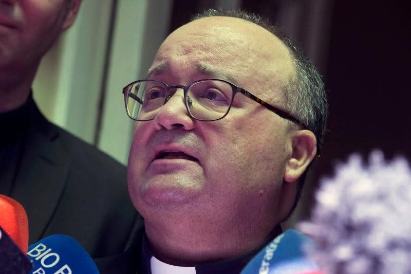 Vatican special envoy Archbishop Charles Scicluna speaks with the media after meeting with victims of sexual abuse, in Santiago