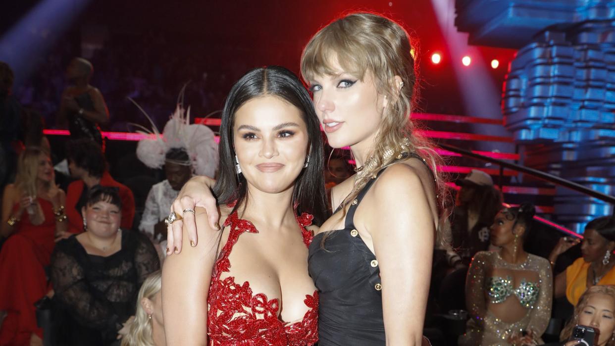 newark, new jersey september 12 selena gomez and taylor swift during the 2023 mtv video music awards at prudential center on september 12, 2023 in newark, new jersey photo by johnny nunezgetty images for mtv