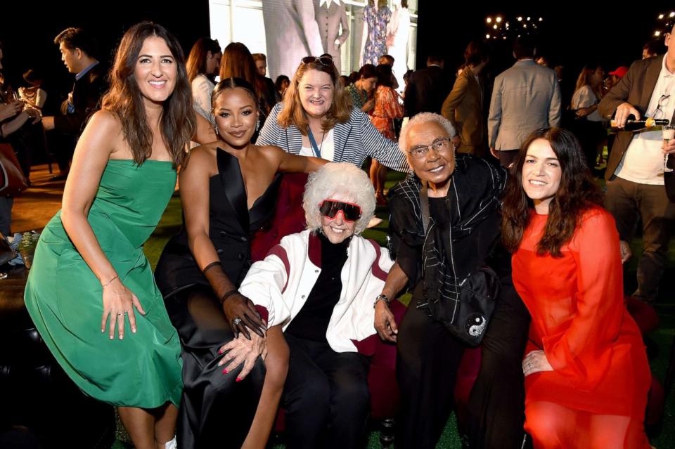 PHOTO: D'Arcy Carden, Chante Adams, Megan Cavanagh, Maybelle Blair, Billie Harris and Abbi Jacobson, Co-Creator & Executive Producer attend the red carpet premiere & screening of 'A League Of Their Own' on Aug. 4, 2022, in Los Angeles. (Michael Kovac/Getty Images for Prime Video)