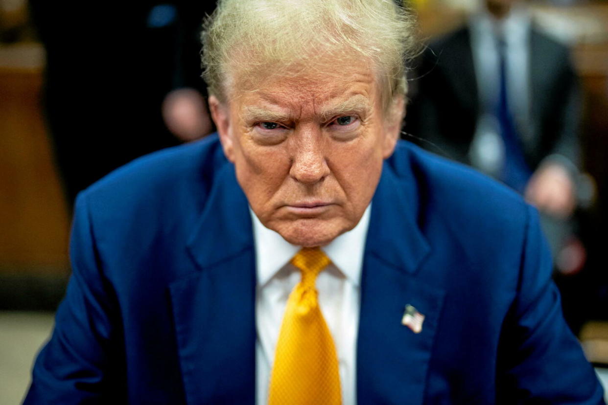 Republican presidential candidate, former U.S. President Donald Trump awaits the start of proceedings in his criminal trial at the New York State Supreme Court in New York, New York, Thursday, May, 2, 2024. Doug Mills/Pool via REUTERS - Credit:Doug Mills / Pool / via REUTERS