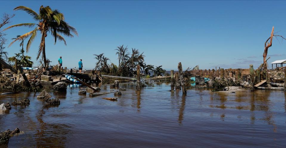 An open pass is now visible where a section of Pine Island Road traveled along Matlacha. Pine Island showed major signs of damage after strong winds and flood waters as a result of Hurricane Ian impacted the island. This image was captured Friday September 30, 2022.