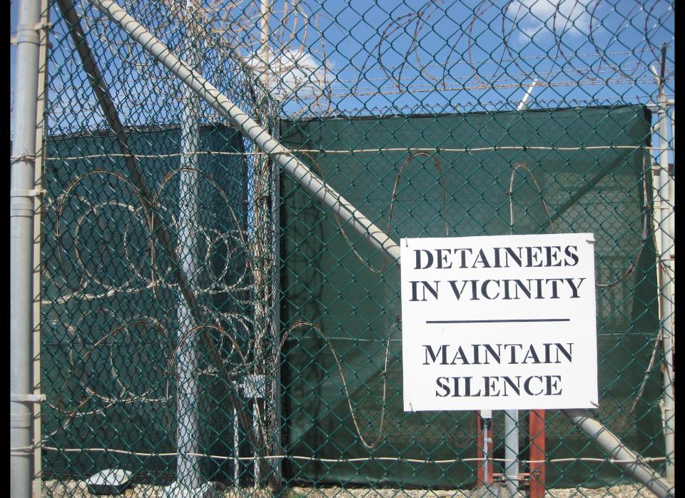 Photo reviewed by U.S. military officials shows a silence sign inside the Guantanamo Bay Camp VI in Guantanamo, where 70 prisoners are detained, on Guantanamo October 23, 2010.  (Virginie Montet/AFP/Getty Images)