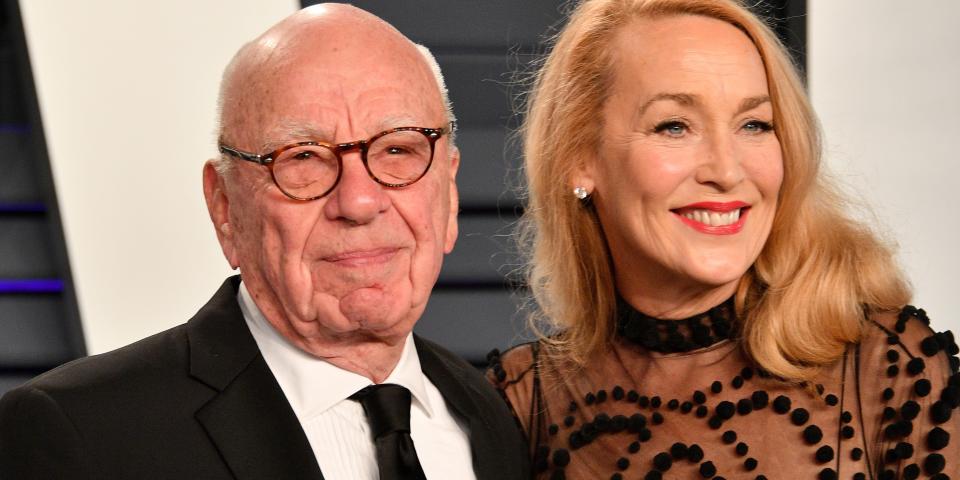 Rupert Murdoch (L) and Jerry Hall attend the 2019 Vanity Fair Oscar Party.