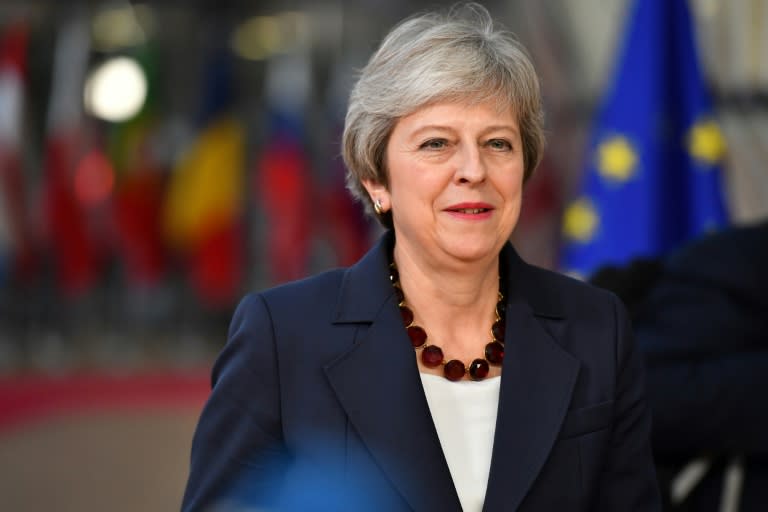 Britain's Prime Minister Theresa May, pictured October 17, 2018, held a conference call to reassure representatives of more than 130 British firms after a summit in Brussels produced no tangible progress on the Brexit process