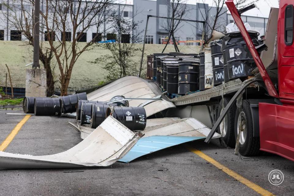 The fire was contained, but the trailer was destroyed.