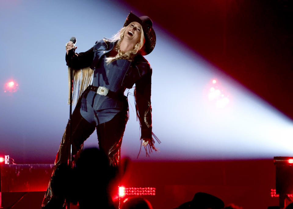 FRISCO, TEXAS - MAY 16: EDITORIAL USE ONLY. Miranda Lambert performs onstage during the 59th Academy of Country Music Awards at The Ford Center at The Star on May 16, 2024 in Frisco, Texas. (Photo by Jason Kempin/Getty Images)