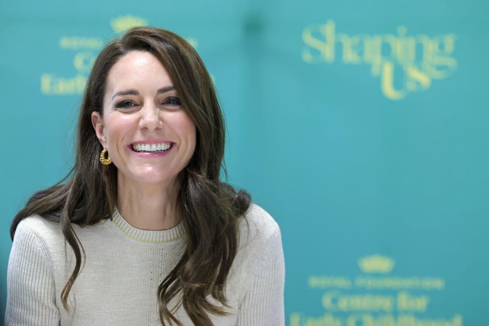 The Princess of Wales joins students on the Childhood Studies BA at the University of Leeds, West Yorkshire, which focuses on a broad approach to early childhood development, during her visit to the city for the launch of the Shaping Us campaign to raise awareness of the unique importance of early childhood. Picture date: Tuesday January 31, 2023.