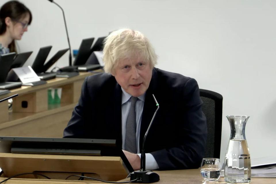 Boris Johnson giving evidence at the UK Covid-19 Inquiry (PA Media)