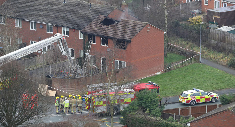 The scene of the fire in Stafford (Aaron Chown/PA)