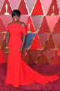 <p>The “Fences” star won an Oscar for best actress in a supporting role, but her fiery, floor-sweeping red Armani and ombréd pixie cut also had people in awe — stunning. <strong>Grade: A+ </strong> </p>