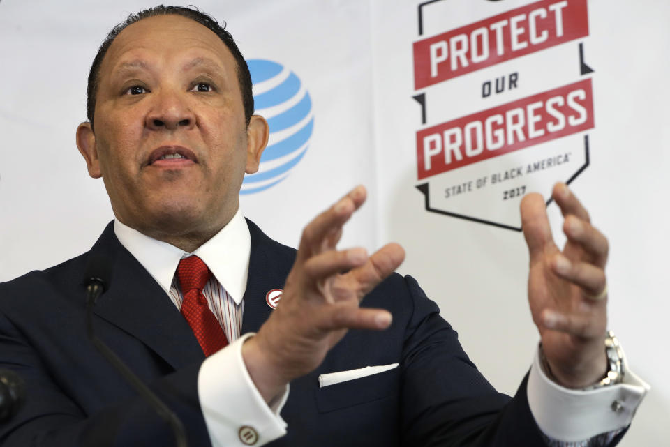 FILE - National Urban League President and CEO Marc Morial speaks about the 2017 State of Black America report, Tuesday, May 2, 2017, at the National Urban League in Washington. The National Urban League released its annual report on the State of Black America on Tuesday, April 12, 2022, and its findings are grim. This year’s Equality Index shows Black people still get only 73.9 percent of the American pie white people enjoy. Morial says the index shows how hard it is to overcome systemic racism that's made life harder in many ways for people of color. (AP Photo/Jacquelyn Martin, File)