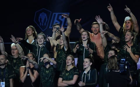 A general view of London Roar cheering during day two of the International Swimming League meet at the London Aquatics Centre - Credit: PA