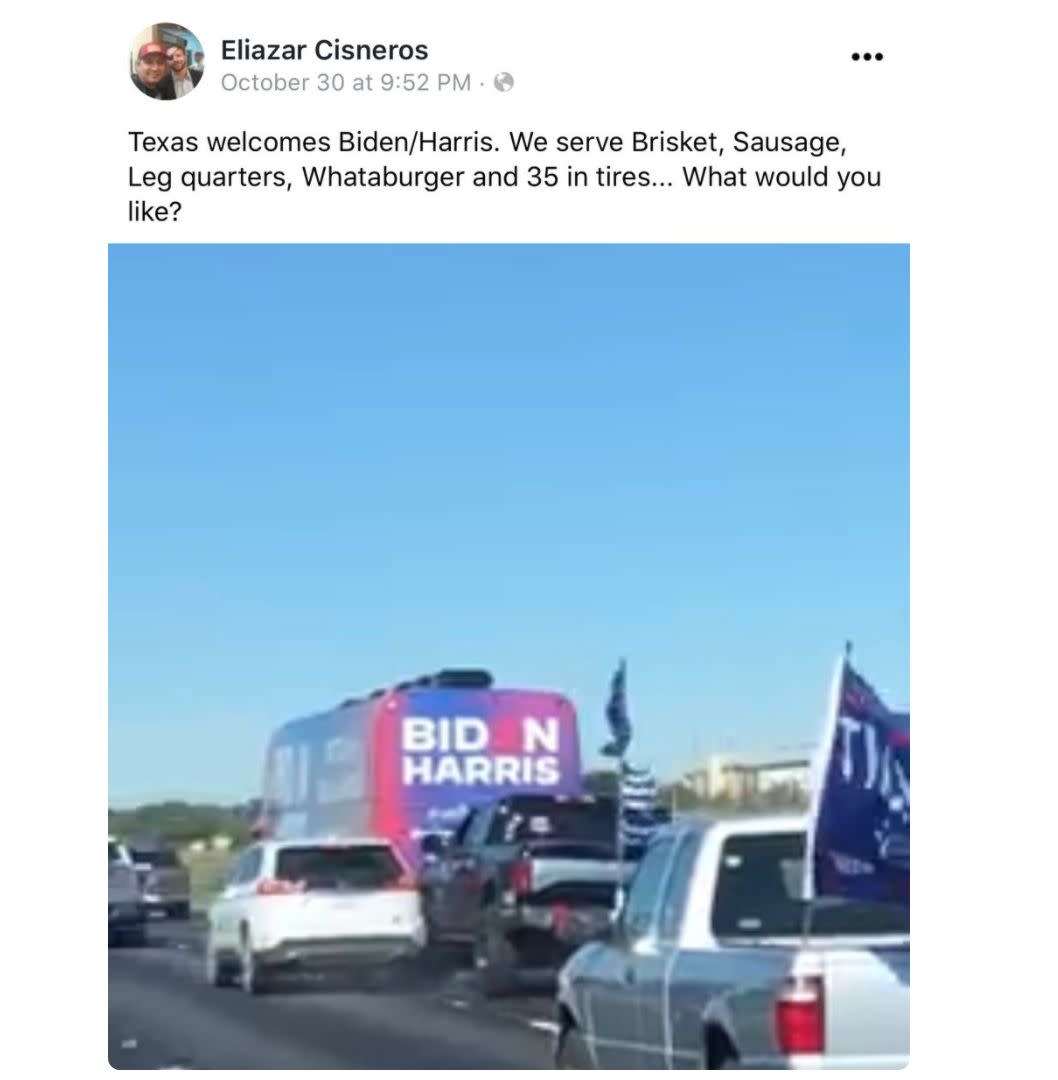 Eliazar Cisneros offers wheels to the Biden campaign