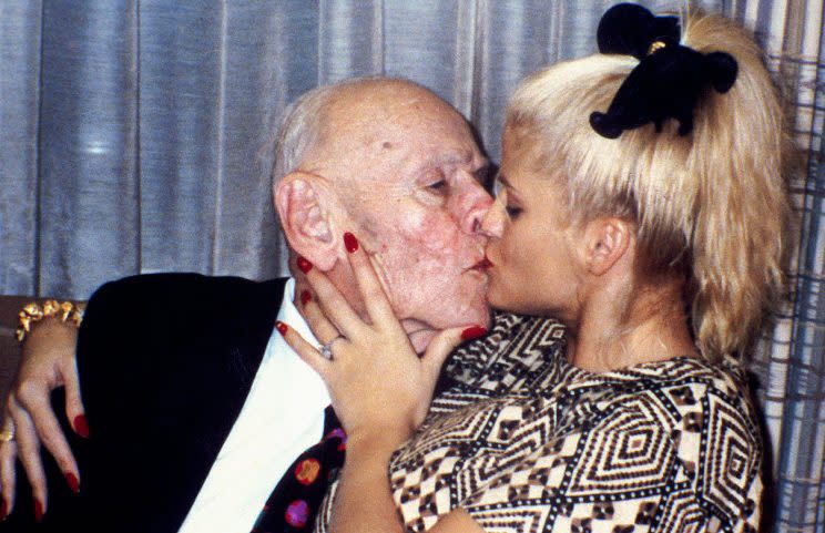 J. Howard Marshall kisses Anna Nicole