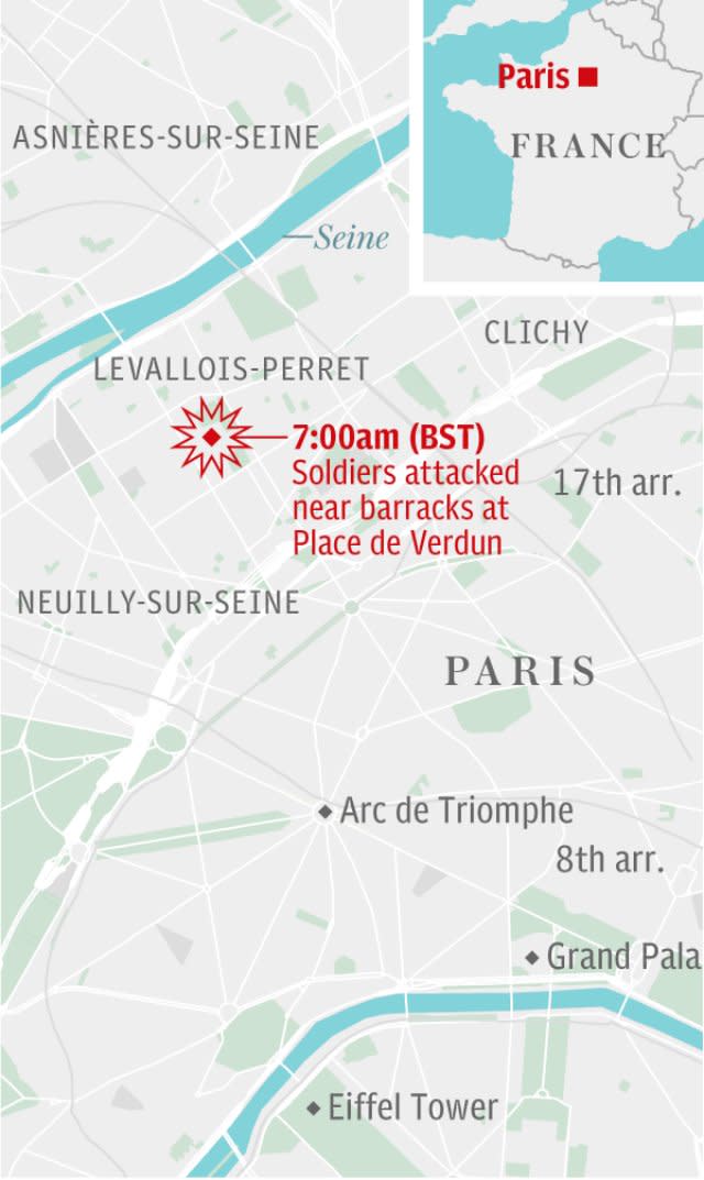 Mapped: Attack on soldiers in Paris