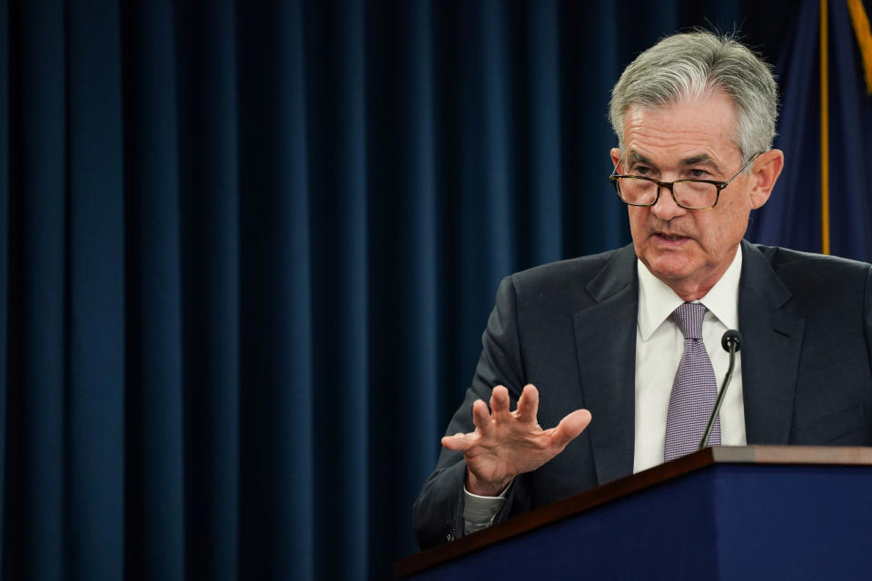 Federal Reserve Chairman Jerome Powell holds a news conference following a closed two-day Federal Open Market Committee meeting in Washington, U.S., September 18, 2019. REUTERS/Sarah Silbiger