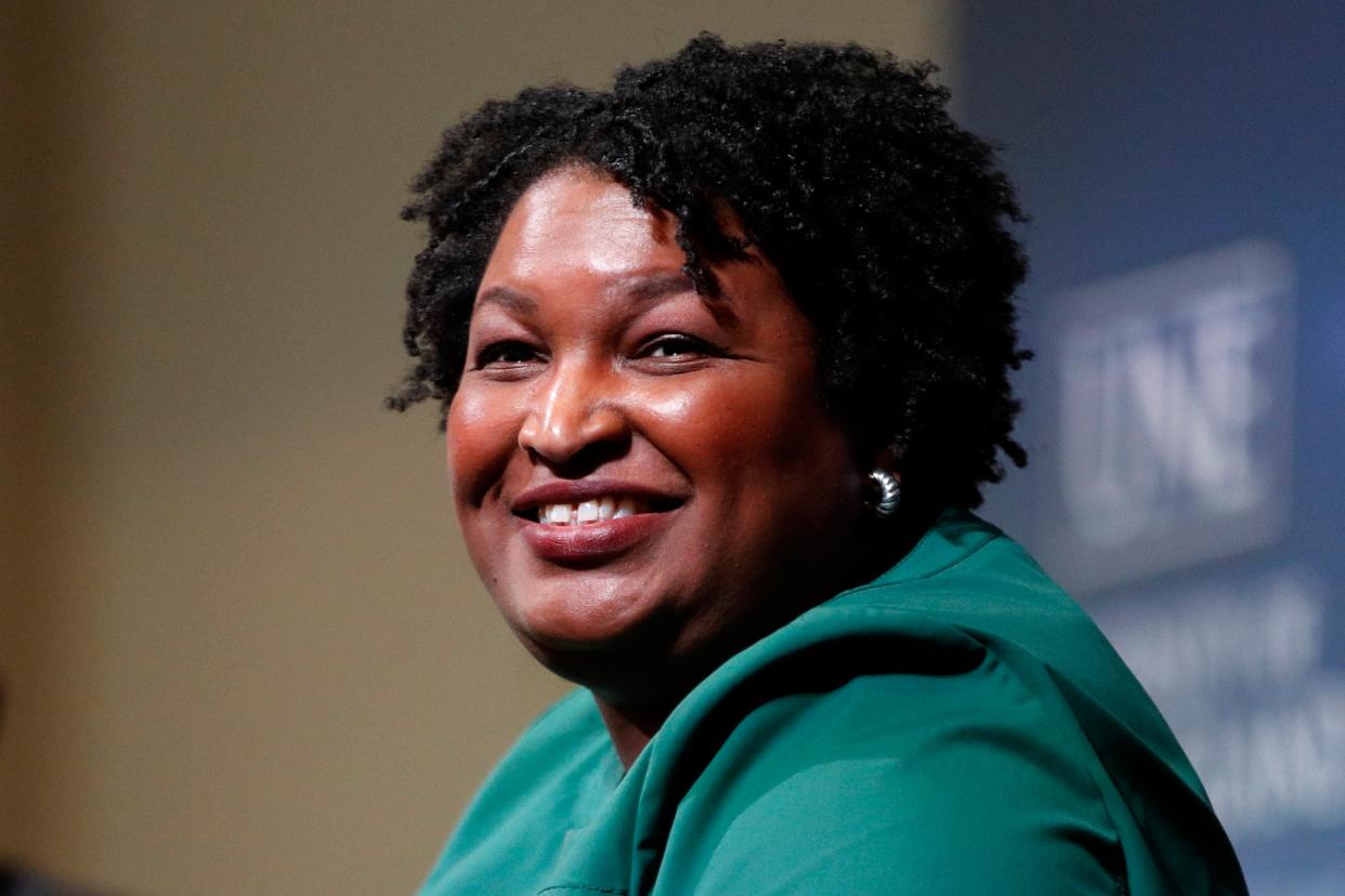 <p>Stacey Abrams speaks at the University of New England in Portland, Maine on 22 January, 2020.  </p> ((AP Photo/Robert F. Bukaty, File))