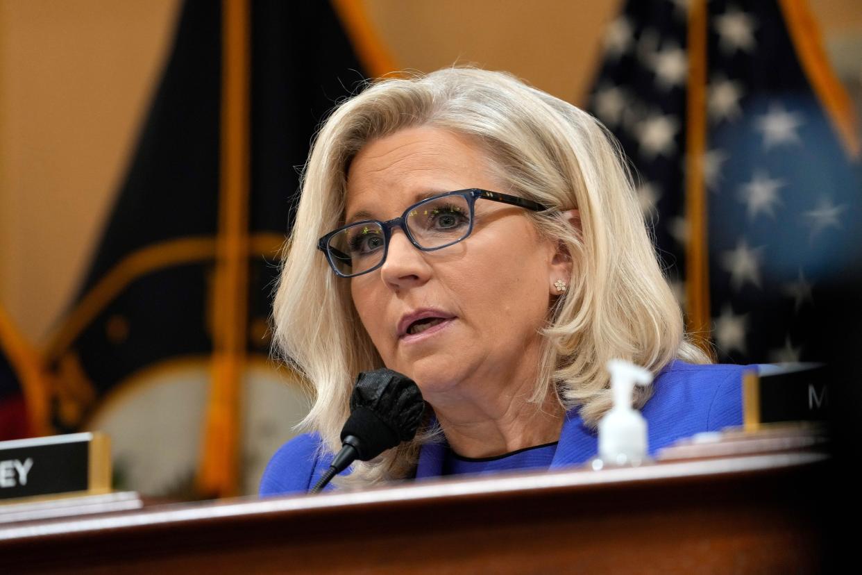 Rep. Liz Cheney, R-Wyoming, gives her opening statement June 9 during the first hearing of the committee to investigate the January 6, 2020, attack on the United States Capitol.