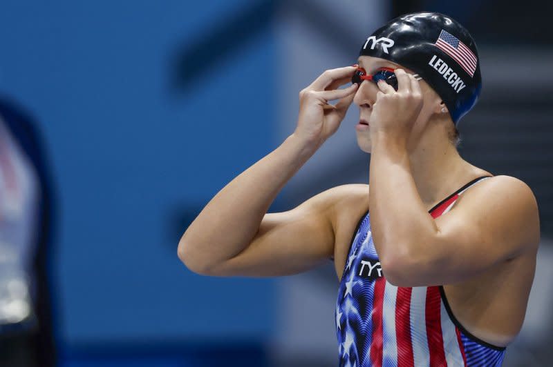 American Katie Ledecky has the 16 fastest times in history in the women's 800-meter freestyle. File Photo by Tasos Katopodis/UPI