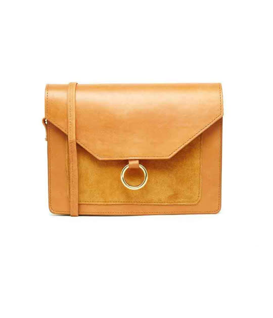 ASOS Vintage Leather Crossbody Bag With Metal Ring Detail