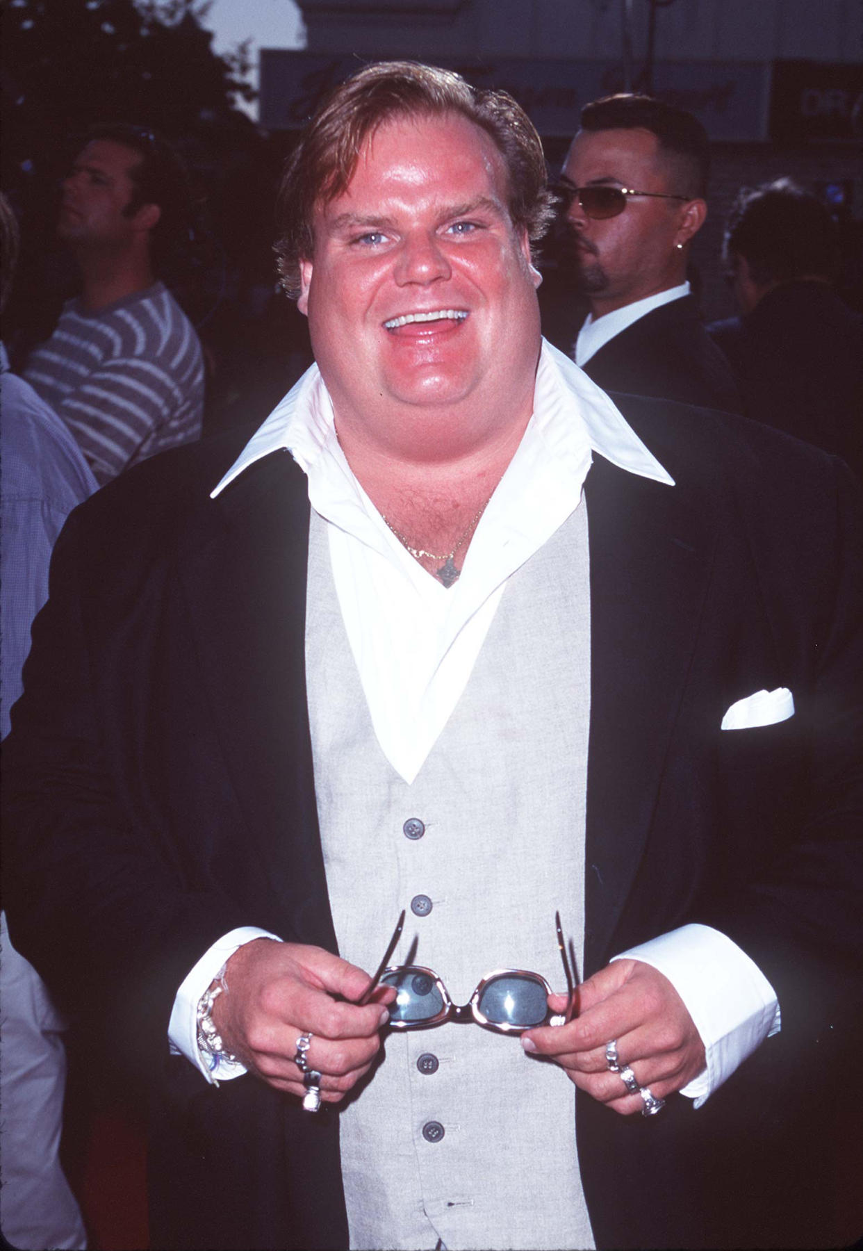 Chris Farley attends a movie premiere on Aug. 25, 1997, in Los Angeles. (Photo: Steve Granitz/WireImage)