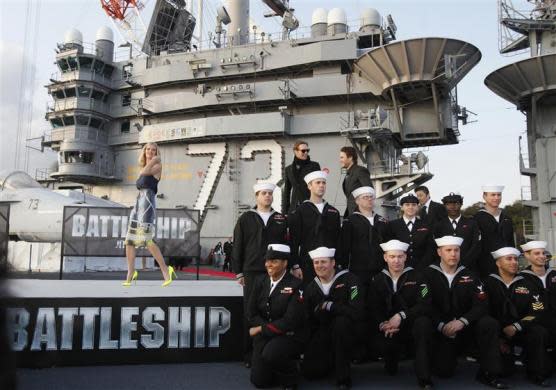 Rihanna and Brooklyn Decker promote “Battleship”