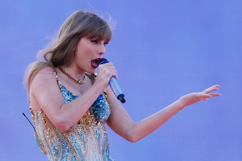 Taylor Swift performs on stage during her Eras Tour at the Murrayfield Stadium in Edinburgh. Picture date: Friday June 7, 2024.