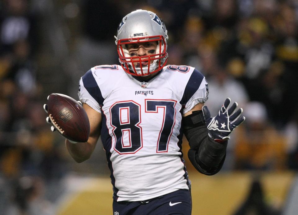 Tight end Rob Gronkowski was part of four Super Bowl-winning teams, three with the Patriots.