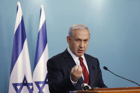 Israel's Prime Minister Benjamin Netanyahu delivers a statement to the media in Jerusalem November 18, 2014. REUTERS/Baz Ratner