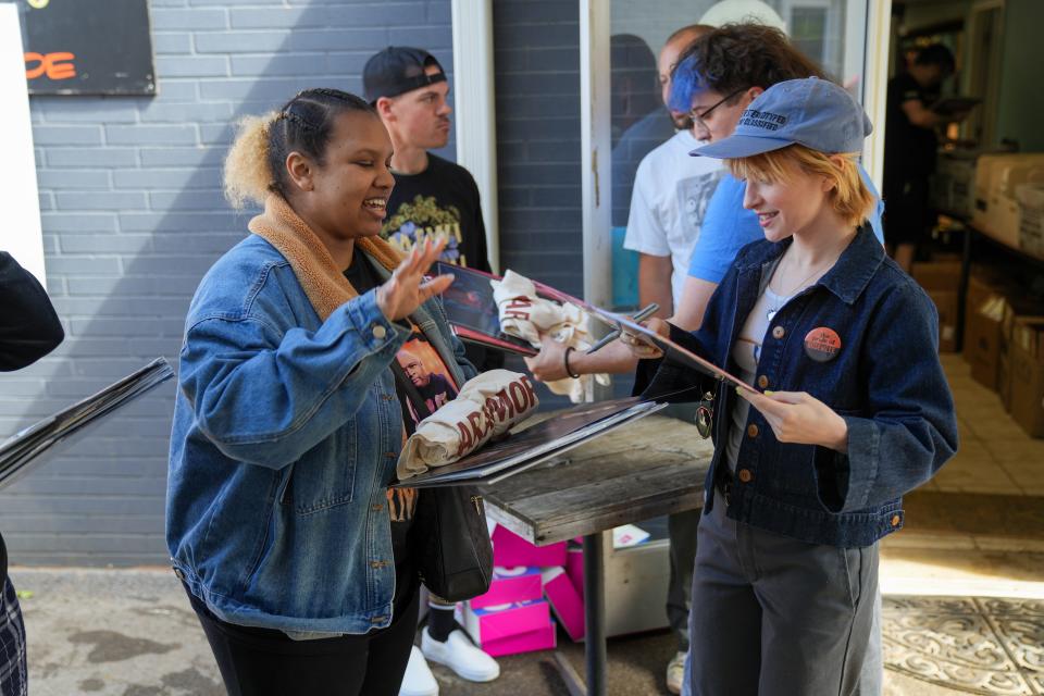 Hayley Williams and band Paramore surprise fans at Grimey's for Record Store Day.