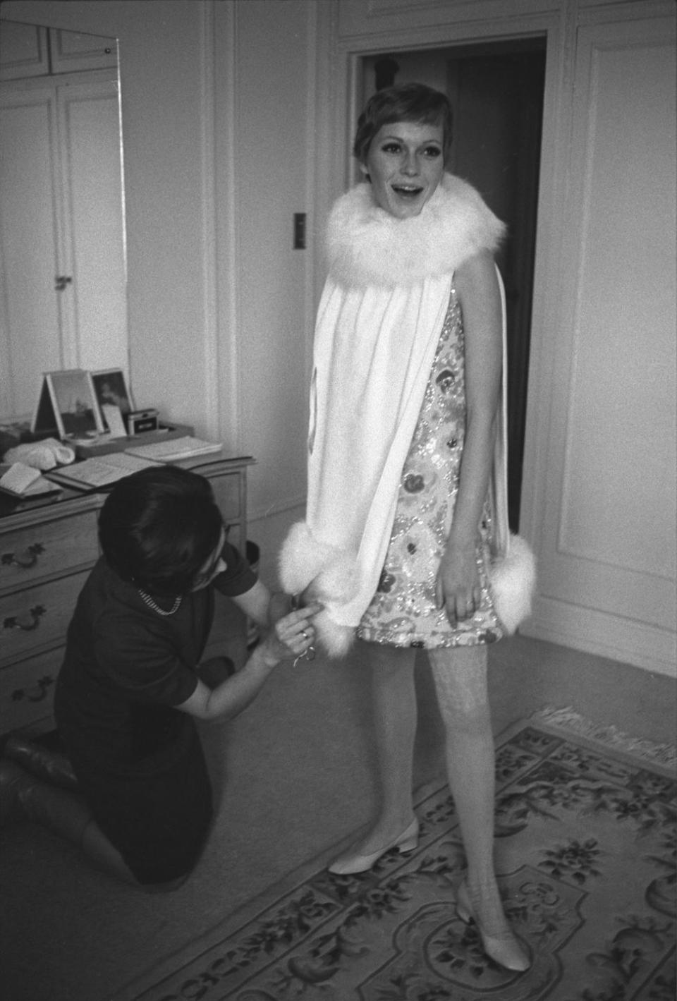 <p>Farrow during a costume fitting for <em>A Dandy in Aspic</em> in 1967. The film, released in 1968, was one of many projects Farrow starred in that year.</p>